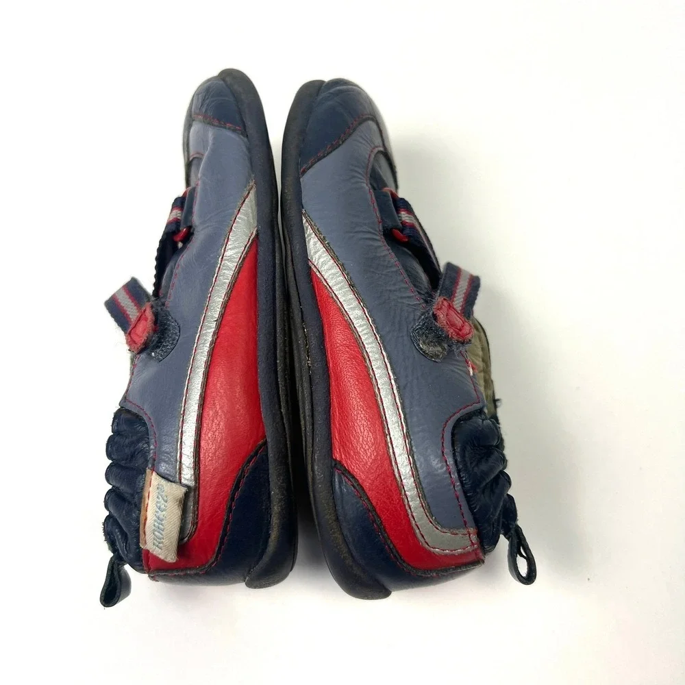 Robeez Genuine Leather Shoes‎ Navy Red Blue Stars 16-20 Mths Walker Comfy
